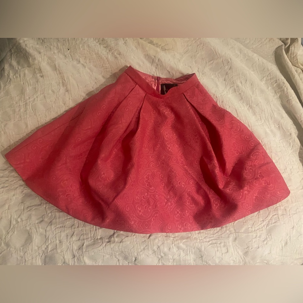 Mac Duggal pink brocade mini skirt